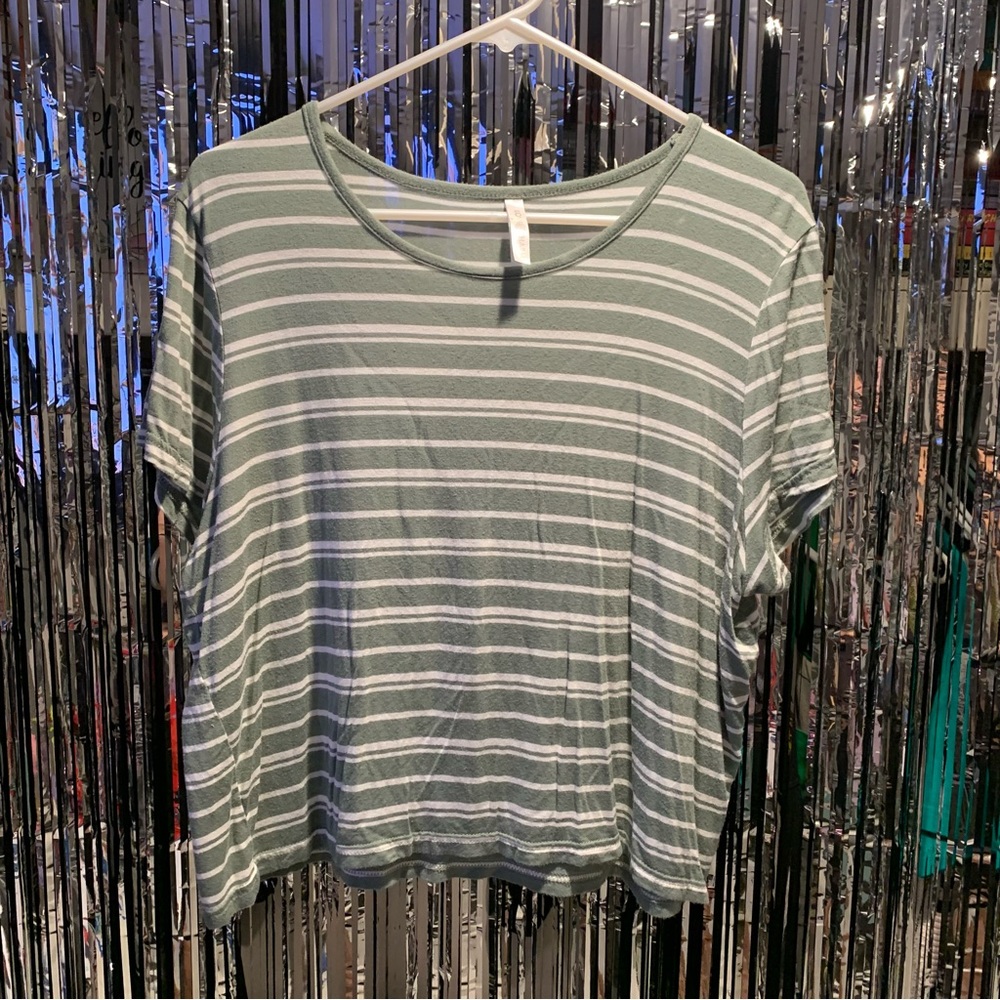 Love Charm Light Green Striped Crop Top Size XL